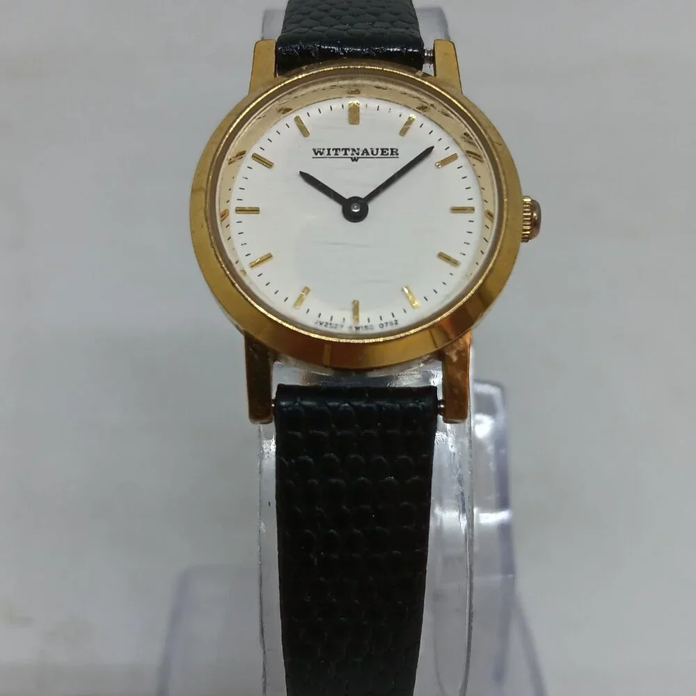 Wittnauer JV2527 Women's 24mm Gold Tone White Dial Swiss Quartz Watch NEW BATT